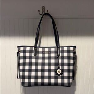Michael Kors Black & White Checkered Gingham Tote
